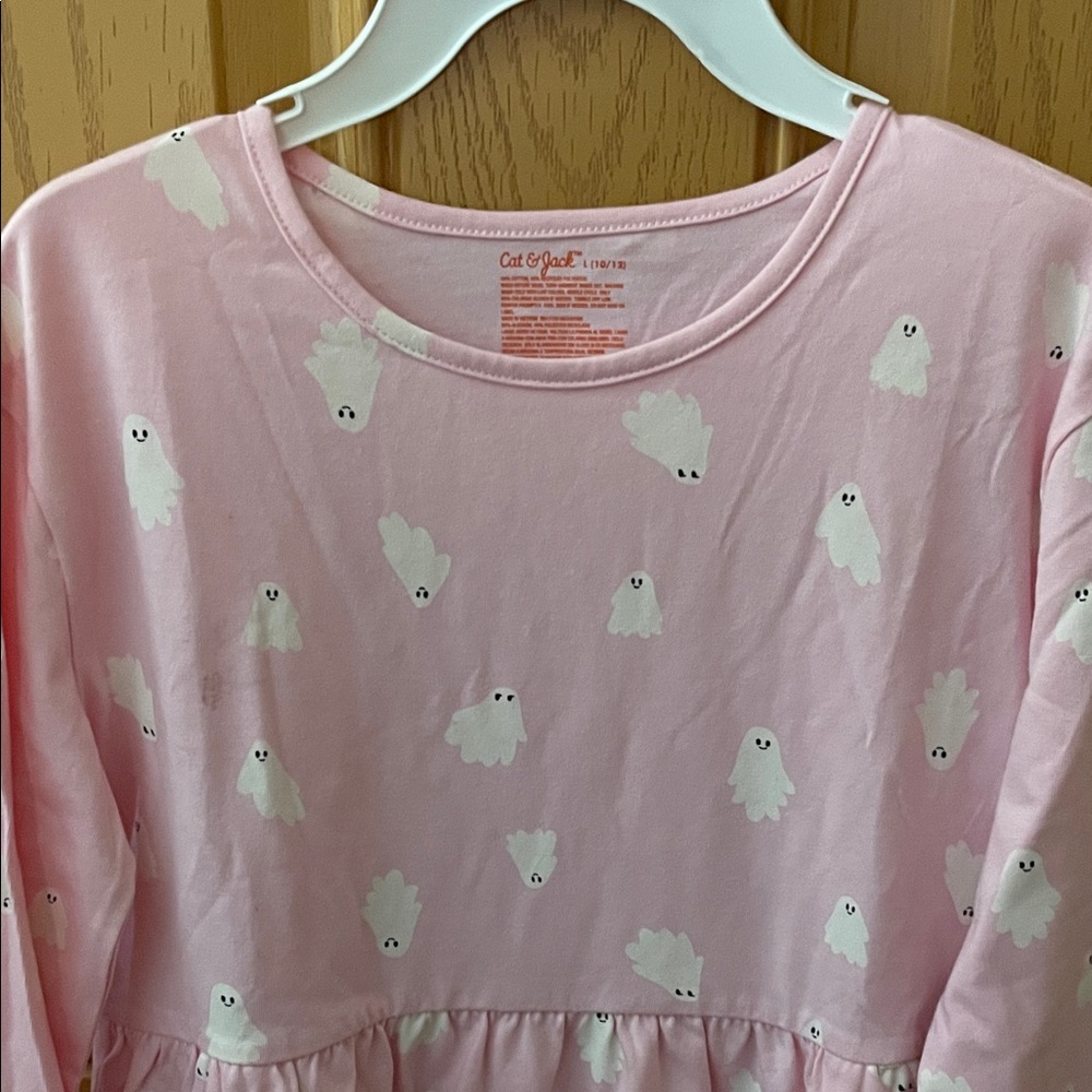 Cat & Jack Pink Ghost Dress - pink with white ghosts size L 10/12 - Picture 4 of 6